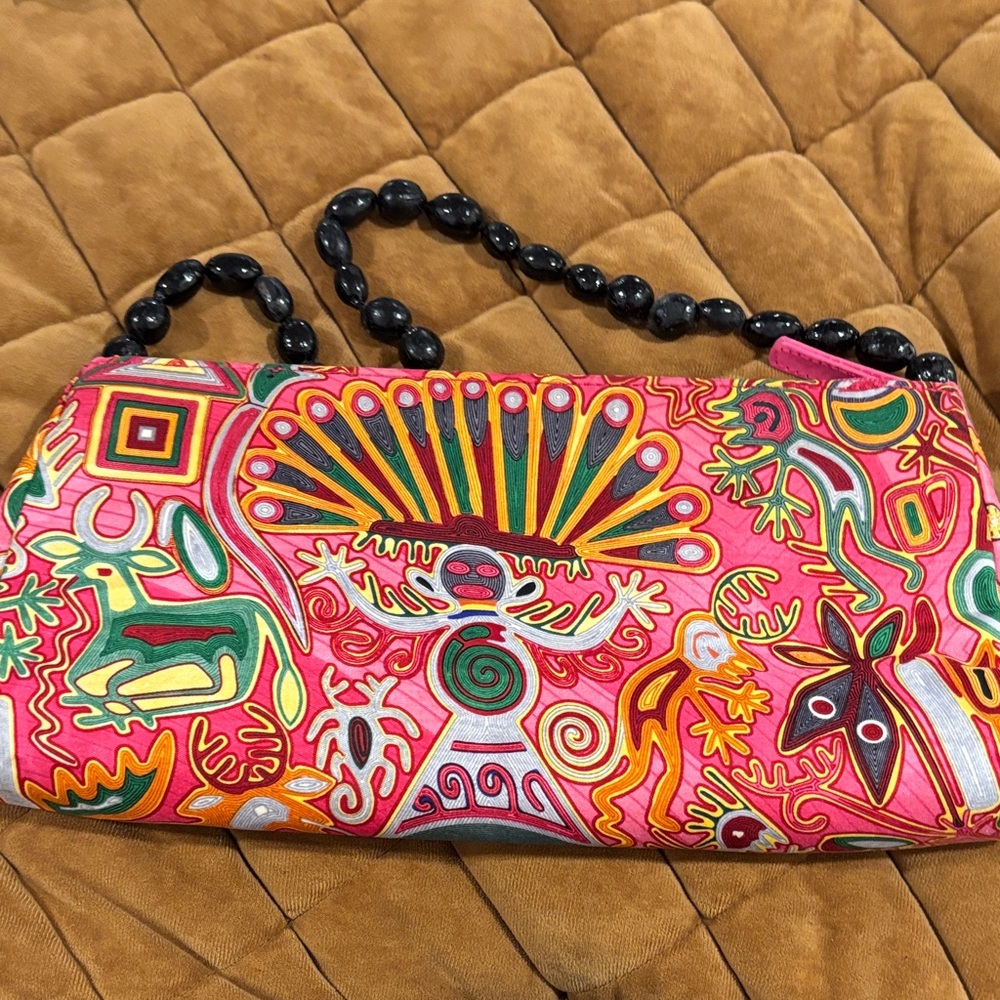 Vibrant Pink Beaded Clutch